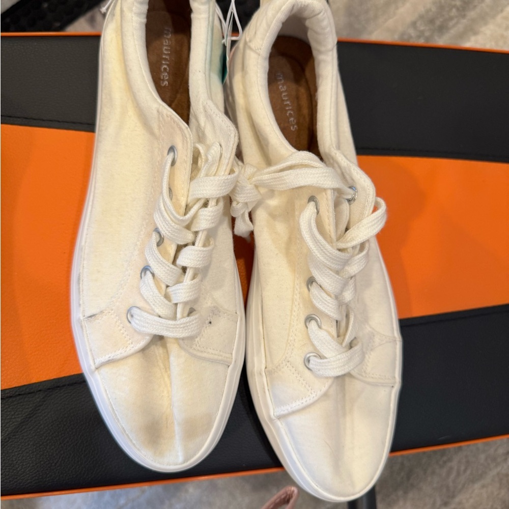 Maurices Cream Canvas Lace-Up Sneakers
